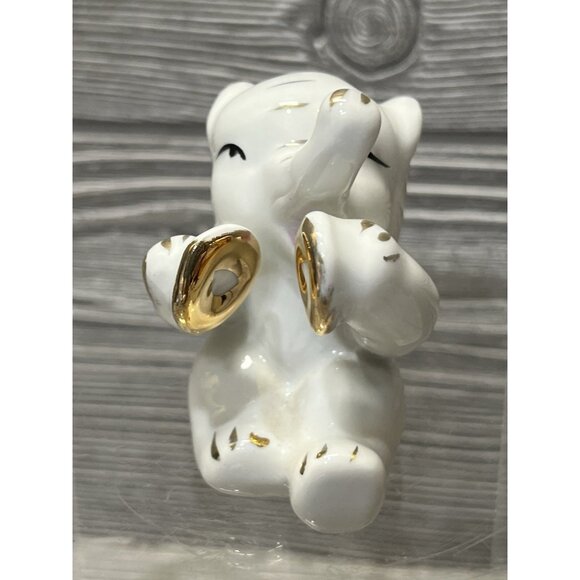 Small White Elephant Figurines Porcelain Ceramic Japan Lot of 3 Midcentury - Picture 8 of 16